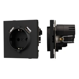 Фото #1 товара Механизм розетки с USB зарядкой SCT-TENDO-MUAA-SFPL-BK (230V, 16A) (Arlight, Матовый черный)