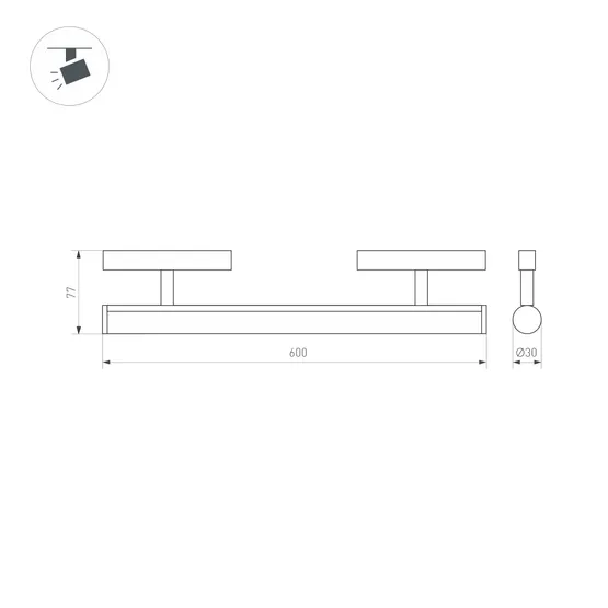 Фото #3 товара Светильник MAG-ORIENT-TUBE-CORNER-L600-20W Warm3000 (BK, 180 deg, 48V) (Arlight, IP20 Металл, 5 лет)