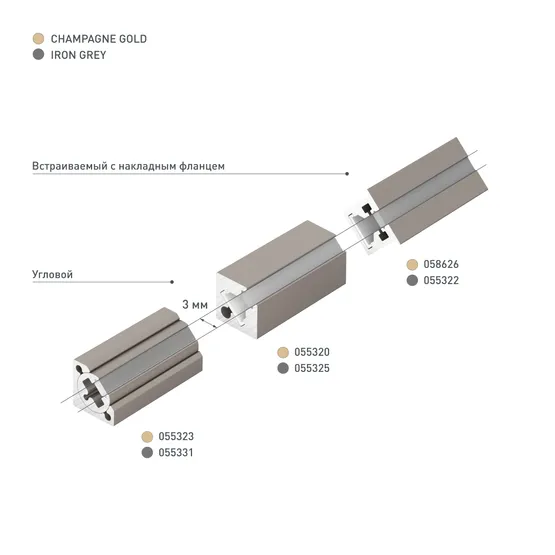 Фото #4 товара Профиль с экраном SL-MINI-3-H10-F12-2000 IRON GREY (Arlight, Алюминий+пластик)