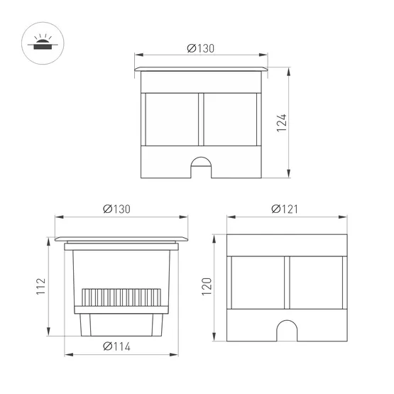 Фото #2 товара Светильник LTD-DAFNA-GROUND-R130-11W Day4000 (SL, 35 deg, 230V) (Arlight, IP67 Металл, 5 лет)