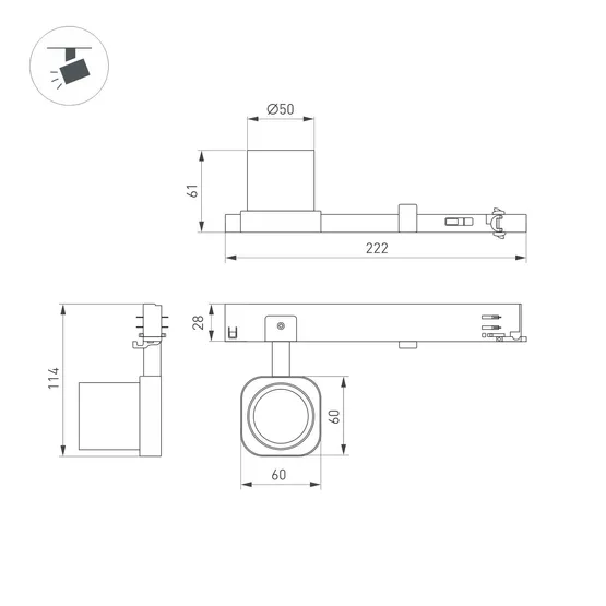 Фото #2 товара Светильник LGD-DIAFILM-4TR-R60-10W Warm3000 (WH, 60 deg, 230V) (Arlight, IP20 Металл, 5 лет)