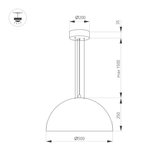 Фото #4 товара Светильник SP-RESTO-HANG-R500-30W Warm3000 (BK, 100 deg, 230V) (Arlight, IP20 Металл, 3 года)