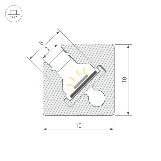 Фото #2 товара Профиль с экраном SL-KANT-H10-SQUARE-2000 IRON GREY (Arlight, Алюминий+пластик)
