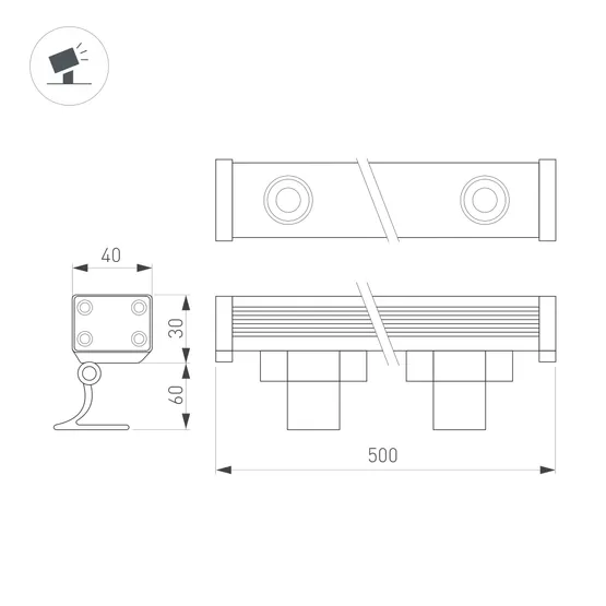 Фото #4 товара Светодиодный прожектор AR-LINE-500XS-6W-220V Warm (Grey, 30 deg) (Arlight, IP65 Металл, 3 года)