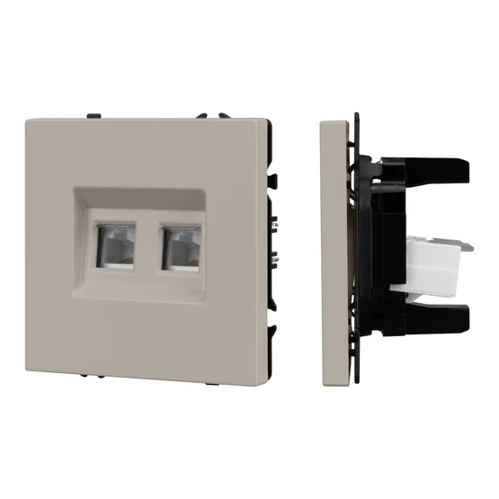 Фото #1 товара Механизм сдвоенной компьютерной розетки SCT-NOBE-MPC2-SFPL-CA (RJ-45, CAT6) (Arlight, Кашемир)