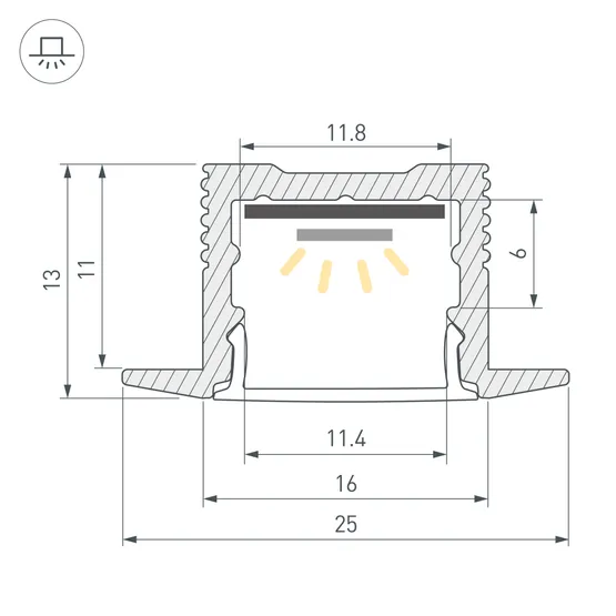 Фото #3 товара Профиль SL-SLIM-H13M-F25-3000 ANOD (Arlight, Алюминий)